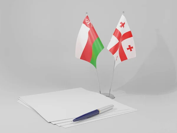 Georgia Bandiere Dell Accordo Oman Sfondo Bianco Render — Foto Stock