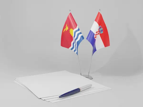 Croacia Banderas Del Acuerdo Kiribati Fondo Blanco Render — Foto de Stock