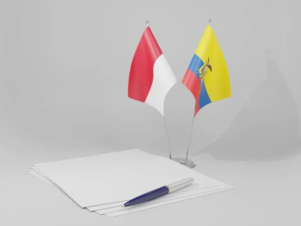 Ecuador Bandiere Dell Accordo Indonesia Sfondo Bianco Render — Foto Stock