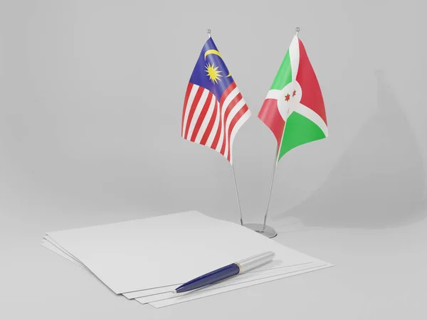 Burundi Malajsie Dohody Vlajky Bílé Pozadí Vykreslení — Stock fotografie