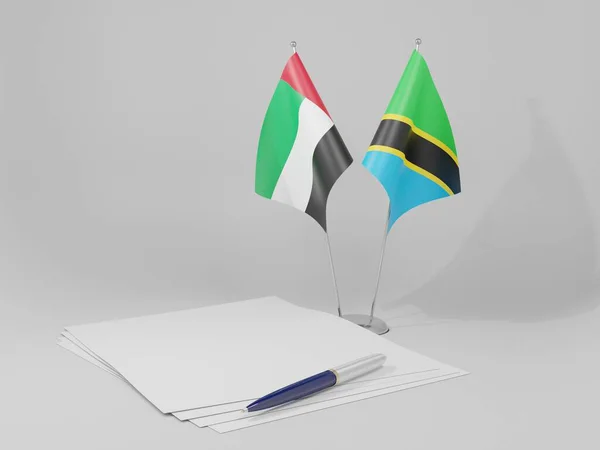 Tanzania Bandiere Degli Emirati Arabi Uniti Sfondo Bianco Render — Foto Stock