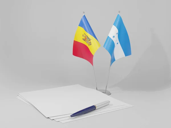 Honduras Moldavie Drapeaux Accord Fond Blanc Render — Photo
