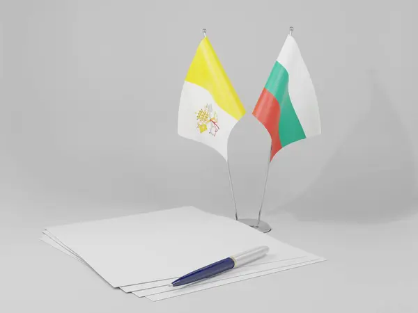 保加利亚 梵蒂冈城市协定旗帜 白色背景 3D渲染 — 图库照片