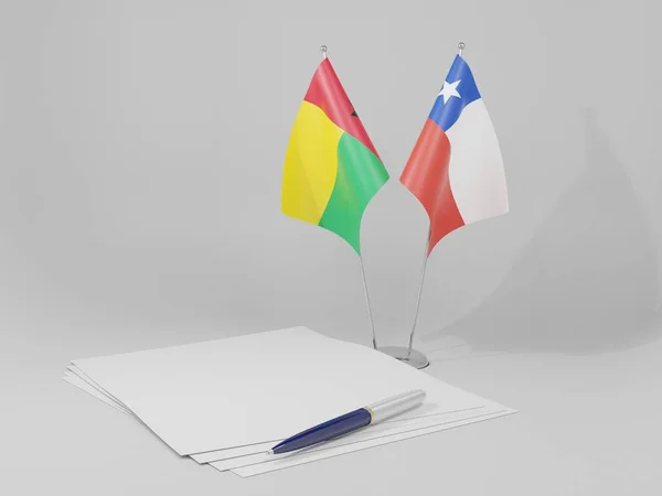 Chile Guinea Bissau Abkommen Flaggen Weißer Hintergrund Render — Stockfoto