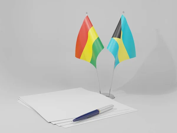 Bahamas Bolivia Agreement Flags White Background Render — 스톡 사진