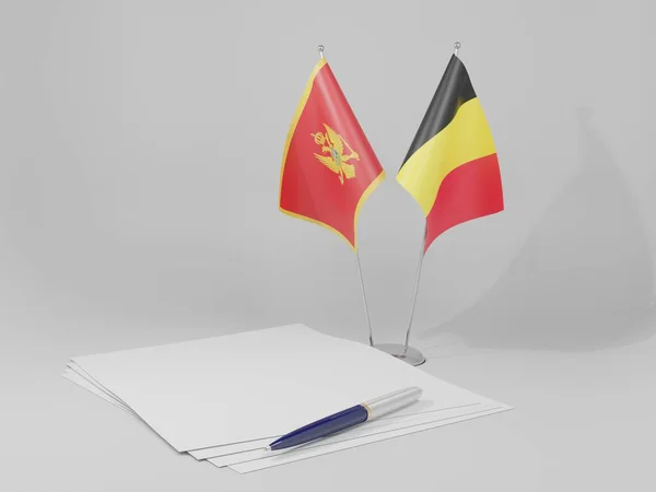 比利时 黑山协定旗帜 白色背景 3D渲染 — 图库照片