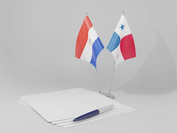 巴拿马 巴拉圭协定旗帜 白色背景 3D渲染 — 图库照片