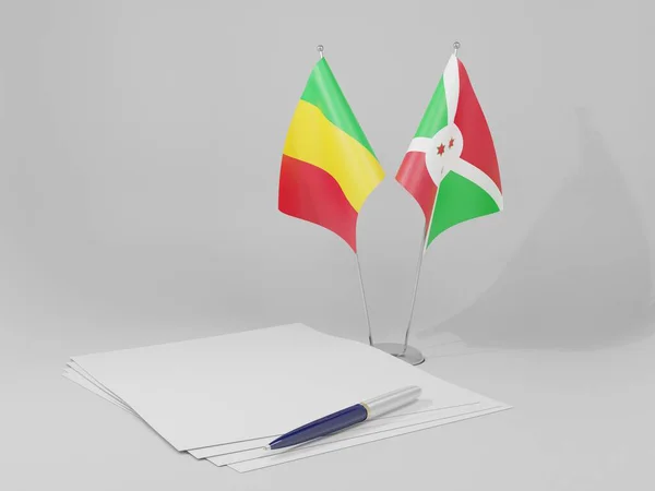 Burundi Drapeaux Accord Mali Fond Blanc Render — Photo
