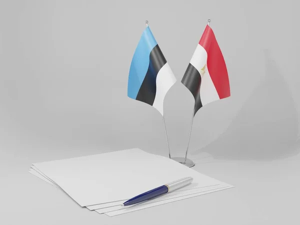 Egipto Banderas Del Acuerdo Estonia Fondo Blanco Render — Foto de Stock
