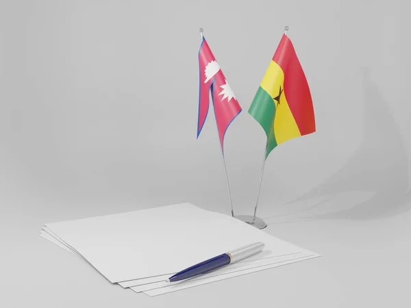 Ghana Bandiere Dell Accordo Nepal Sfondo Bianco Render — Foto Stock