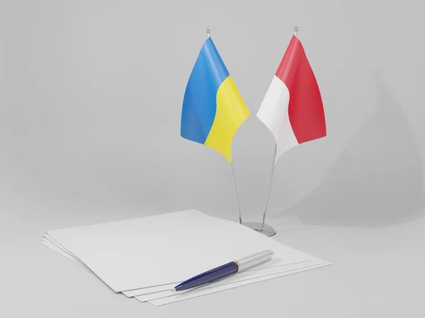 Indonésie Ukraine Drapeaux Accord Fond Blanc Render — Photo