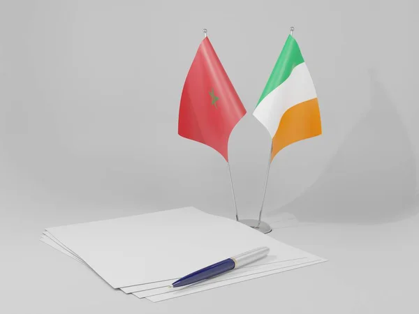 Irlande Drapeaux Accord Maroc Fond Blanc Render — Photo