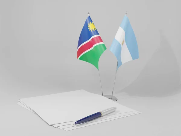Argentina Bandiere Dell Accordo Namibia Sfondo Bianco Render — Foto Stock