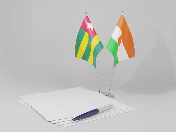 Niger Togo Abkommen Flaggen Weißer Hintergrund Render — Stockfoto