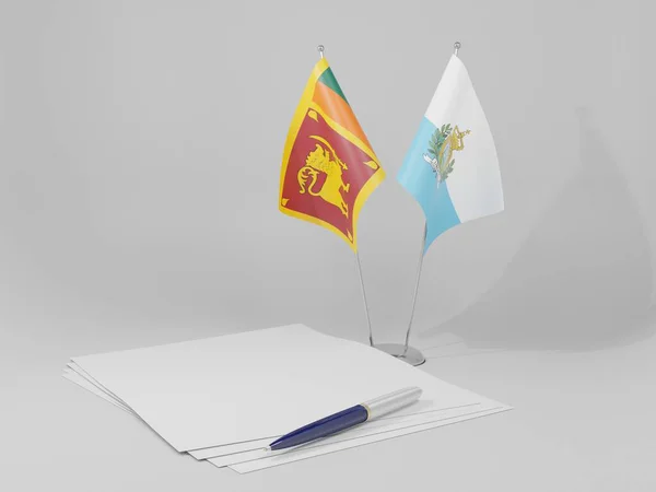 San Marino Overeenkomst Van Sri Lanka Vlaggen Witte Achtergrond Render — Stockfoto