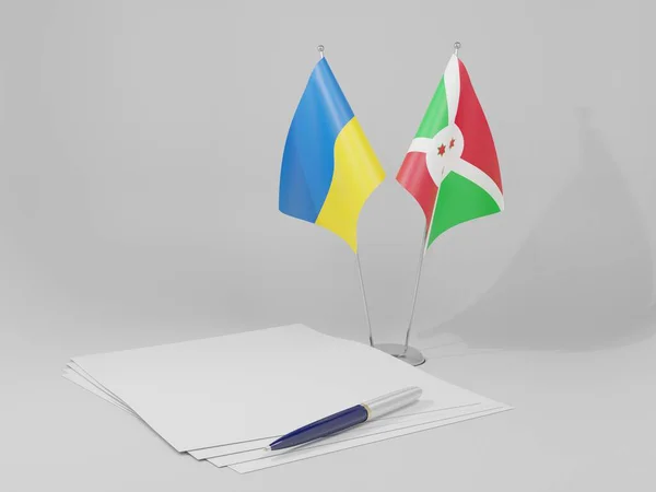 Burundi Ukraine Drapeaux Accord Fond Blanc Render — Photo