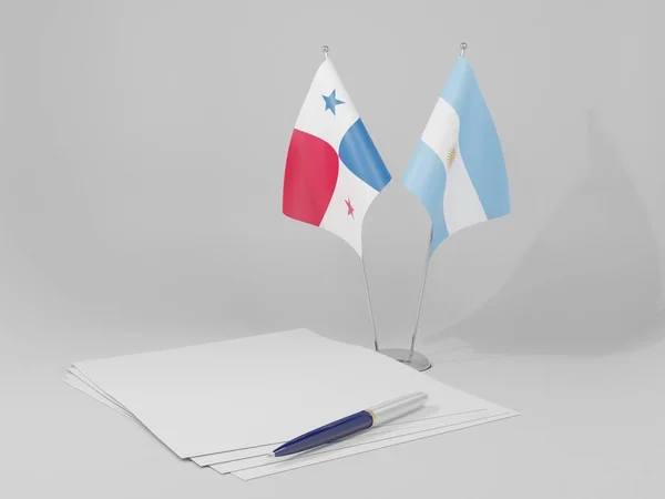 Argentina Bandeiras Acordo Panamá Fundo Branco Render — Fotografia de Stock