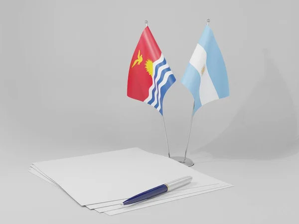 Argentina Banderas Del Acuerdo Kiribati Fondo Blanco Render — Foto de Stock