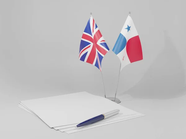 パナマ イギリスの協定旗 白い背景 3Dレンダリング — ストック写真