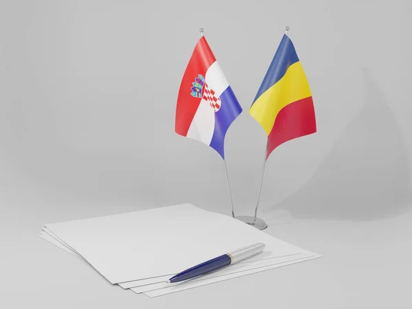 克罗地亚协定旗帜 白色背景 3D渲染 — 图库照片
