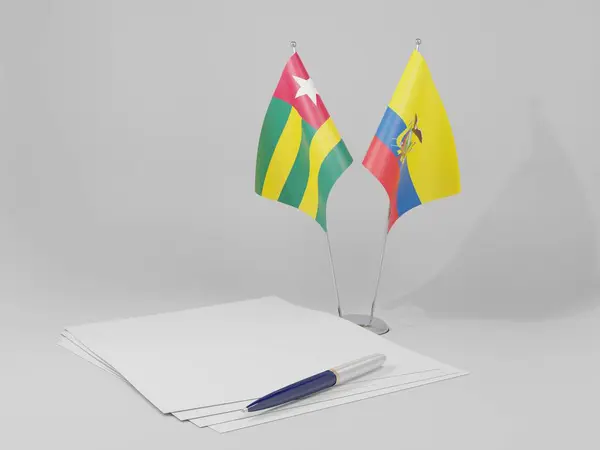 Équateur Drapeaux Accord Togo Fond Blanc Render — Photo