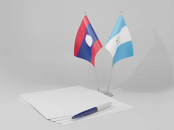 Γουατεμάλα Λάος Σημαίες Συμφωνία Λευκό Φόντο Render — Φωτογραφία Αρχείου