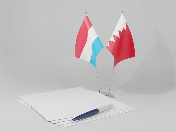 Bahrajn Luksemburg Flagi Porozumienia Białe Tło Render — Zdjęcie stockowe