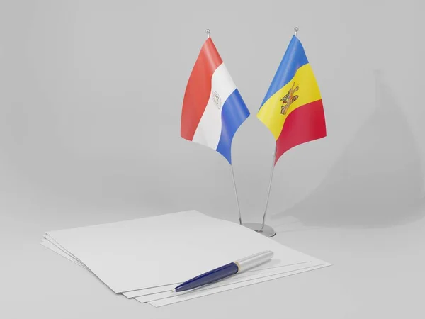 Moldova Bandiere Dell Accordo Paraguay Sfondo Bianco Render — Foto Stock
