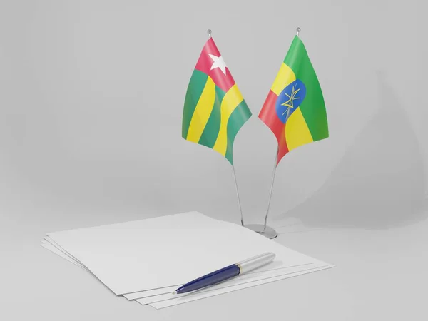 Äthiopien Togo Abkommen Flaggen Weißer Hintergrund Render — Stockfoto