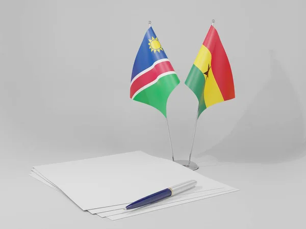 Ghana Namibia Flagi Umowy Białe Tło Render — Zdjęcie stockowe