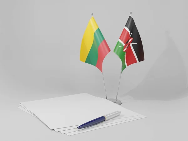 Kenya Drapeaux Accord Lituanie Fond Blanc Render — Photo