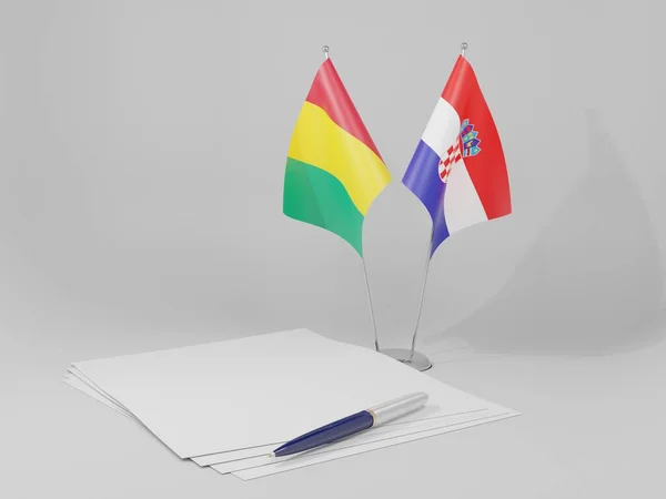 Croácia Guiné Acordo Bandeiras Fundo Branco Render — Fotografia de Stock