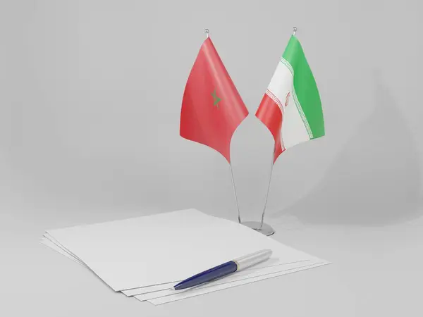 Irã Marrocos Acordo Bandeiras Fundo Branco Render — Fotografia de Stock