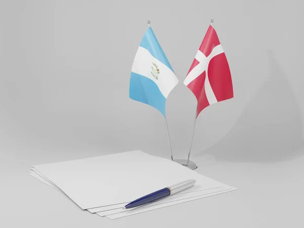 Δανία Γουατεμάλα Συμφωνία Σημαίες Λευκό Φόντο Render — Φωτογραφία Αρχείου