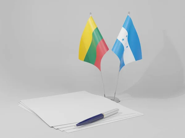 Honduras Drapeaux Accord Lituanie Fond Blanc Render — Photo