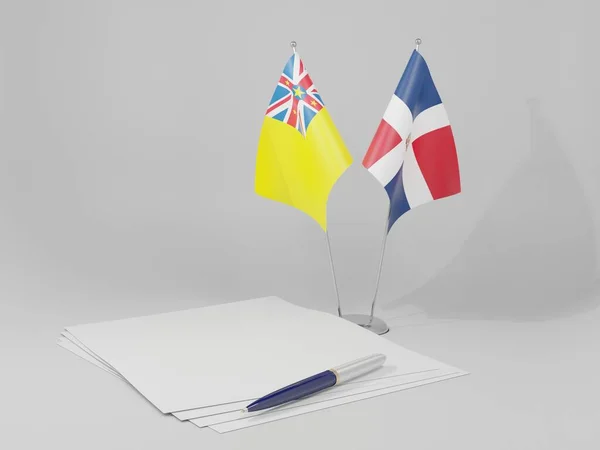 Dominikánská Republika Niue Agreement Flags Bílé Pozadí Render — Stock fotografie