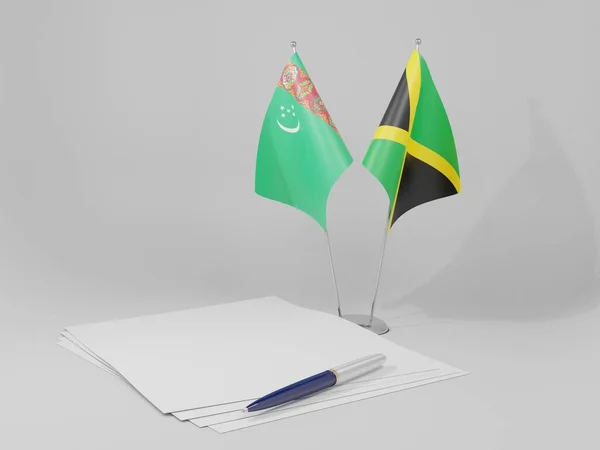 Τζαμάικα Τουρκμενιστάν Σημαίες Συμφωνία Λευκό Φόντο Render — Φωτογραφία Αρχείου