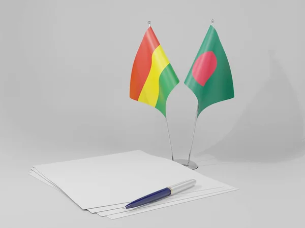 Bangladesh Banderas Del Acuerdo Bolivia Fondo Blanco Render —  Fotos de Stock