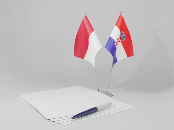 Croatie Drapeaux Accord Monaco Fond Blanc Render — Photo