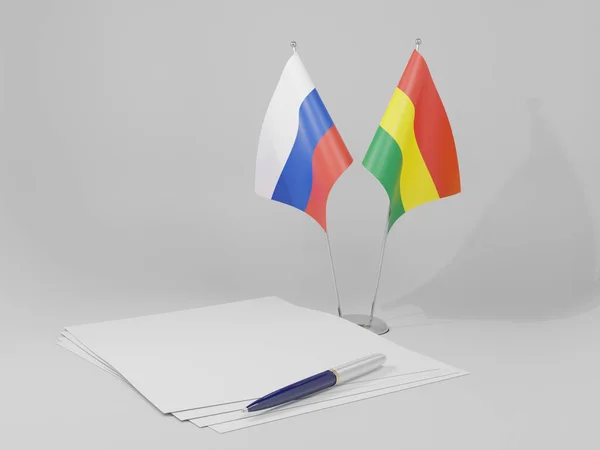 Bolivie Drapeaux Accord Russie Fond Blanc Render — Photo