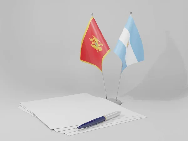 Argentína Montenegrói Megállapodás Zászlók Fehér Háttér Render — Stock Fotó