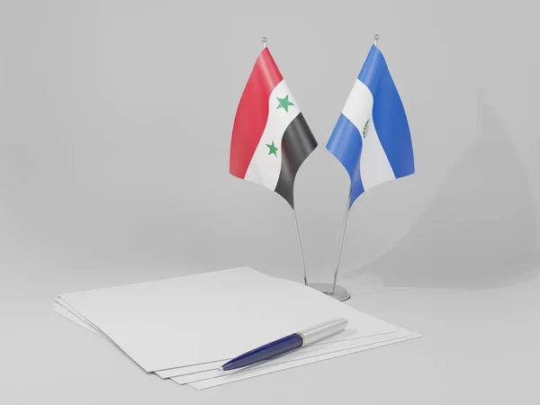 Salvador Syrienavtalets Flaggor Vit Bakgrund Render — Stockfoto
