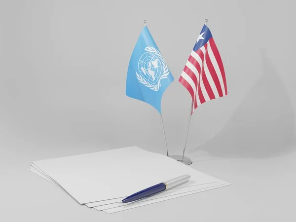 リベリア 国際連合協定旗 白の背景 3Dレンダリング — ストック写真
