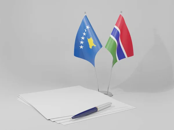 Gambie Drapeaux Accord Kosovo Fond Blanc Render — Photo
