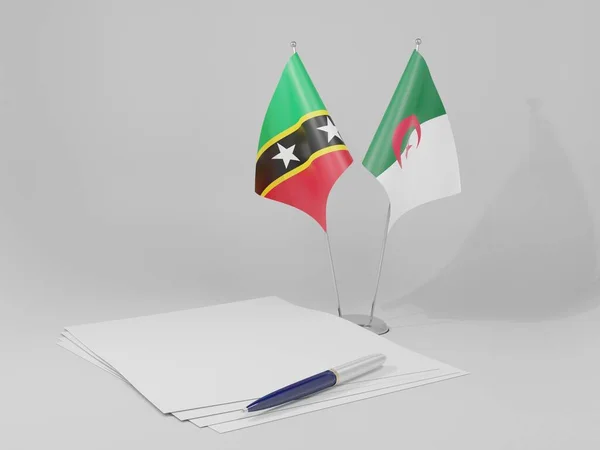 Alžírsko Svatý Kryštof Nevis Dohody Vlajky Bílé Pozadí Vykreslování — Stock fotografie