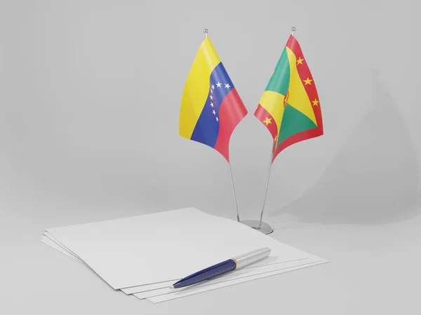 Grenada - Venezuela Agreement Flags, White Background - 3D Render