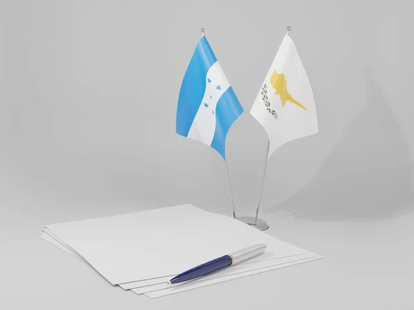 Chipre Honduras Acordo Bandeiras Fundo Branco Render — Fotografia de Stock