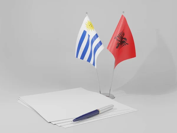 Albánie Uruguayské Vlajky Bílé Pozadí Vykreslování — Stock fotografie