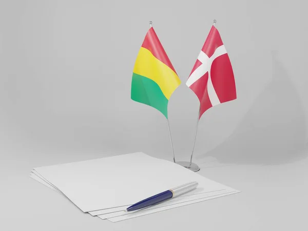 Dánia Guinea Megállapodás Zászlók Fehér Háttér Render — Stock Fotó