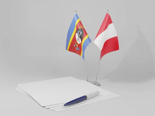 Perù Bandiere Dell Accordo Swaziland Sfondo Bianco Render — Foto Stock